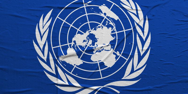 Grunge flag of United nations, image is overlaying a detailed grungy texture