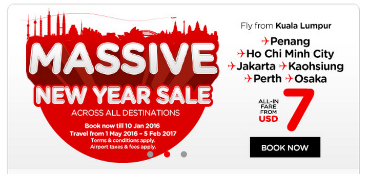 AirAsia: распродажа авиабилетов от 7$!