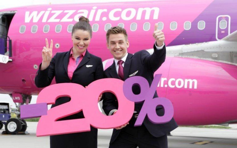 Скидка -20% на все билеты от Wizz Air!